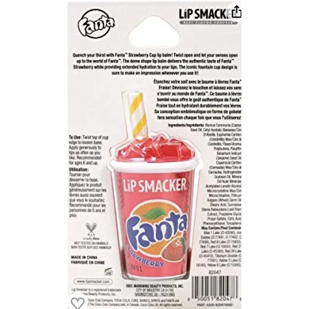 Lip Smackers Strawberry Fanta Flavored Lip Balm Coke Cup Strawberry Fanta Flavor